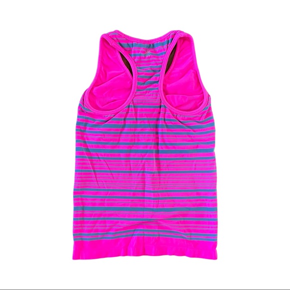 Athleta Striped Racerback Tank Top Built-in Bra, Hot Pink, Size Small - Picture 2 of 5
